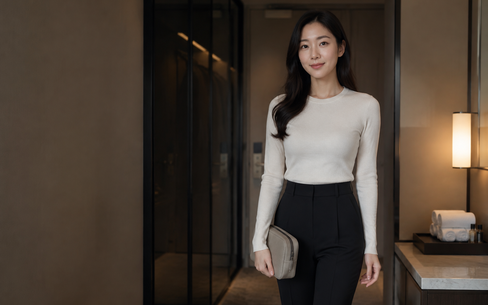 용인 신갈 방문 홈케어를 안내하는 젊은 성인 한국 여성 관리사